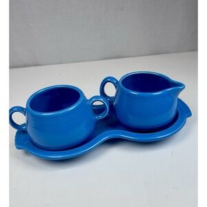 Fiesta‎ Fiestaware 3 Piece Sugar Bowl Creamer Set with Tray in Peacock NO LID